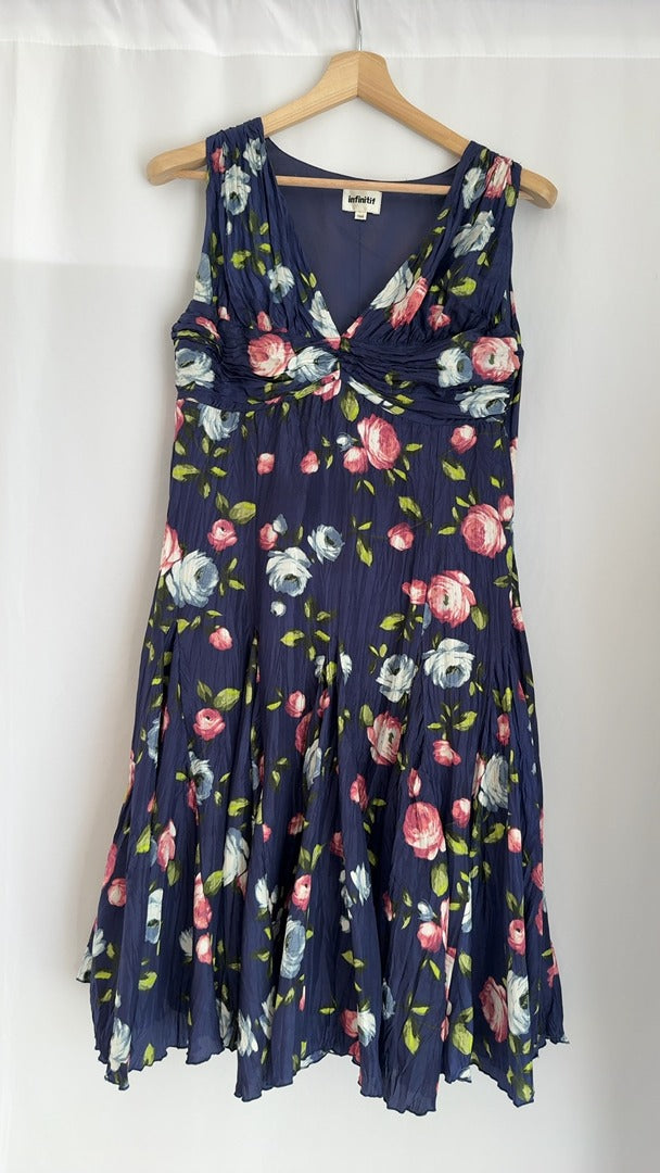 Robe midi Infinitif en soie - Fr 44 - Bleu - Fleurs