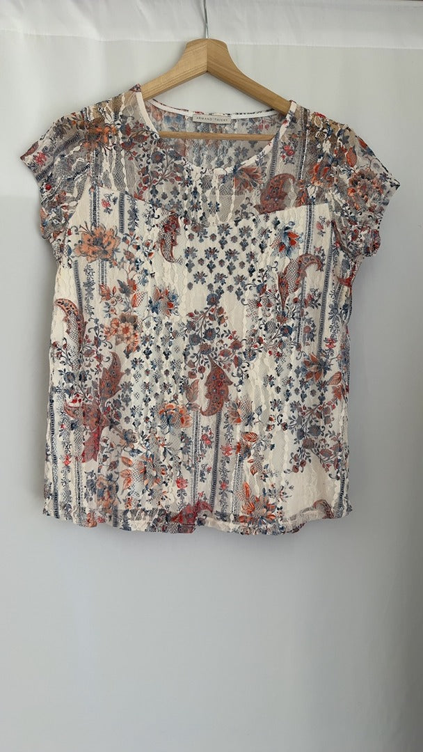 Blouse femme Armand Thiery 40 blanc imprimé fleuri