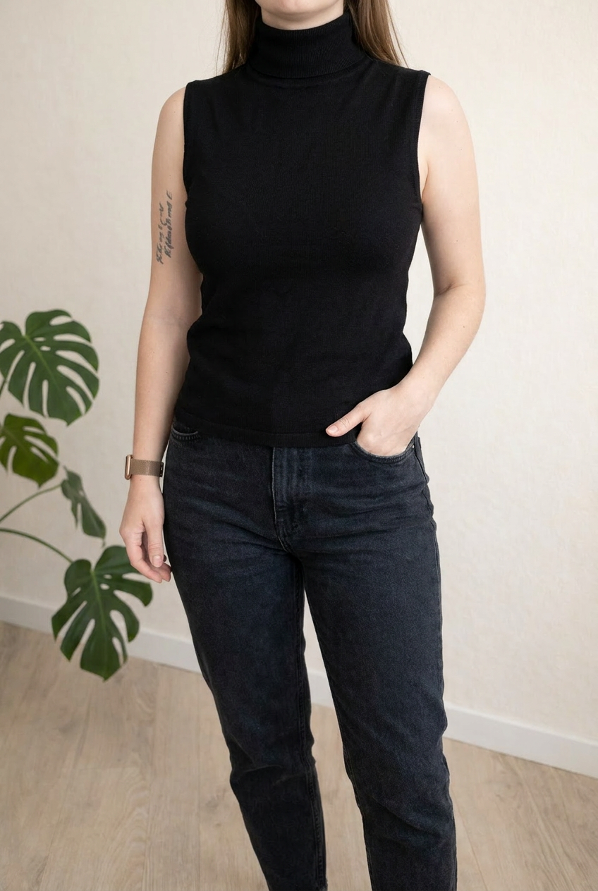 Top col roulé sans manches Zara - S - Noir