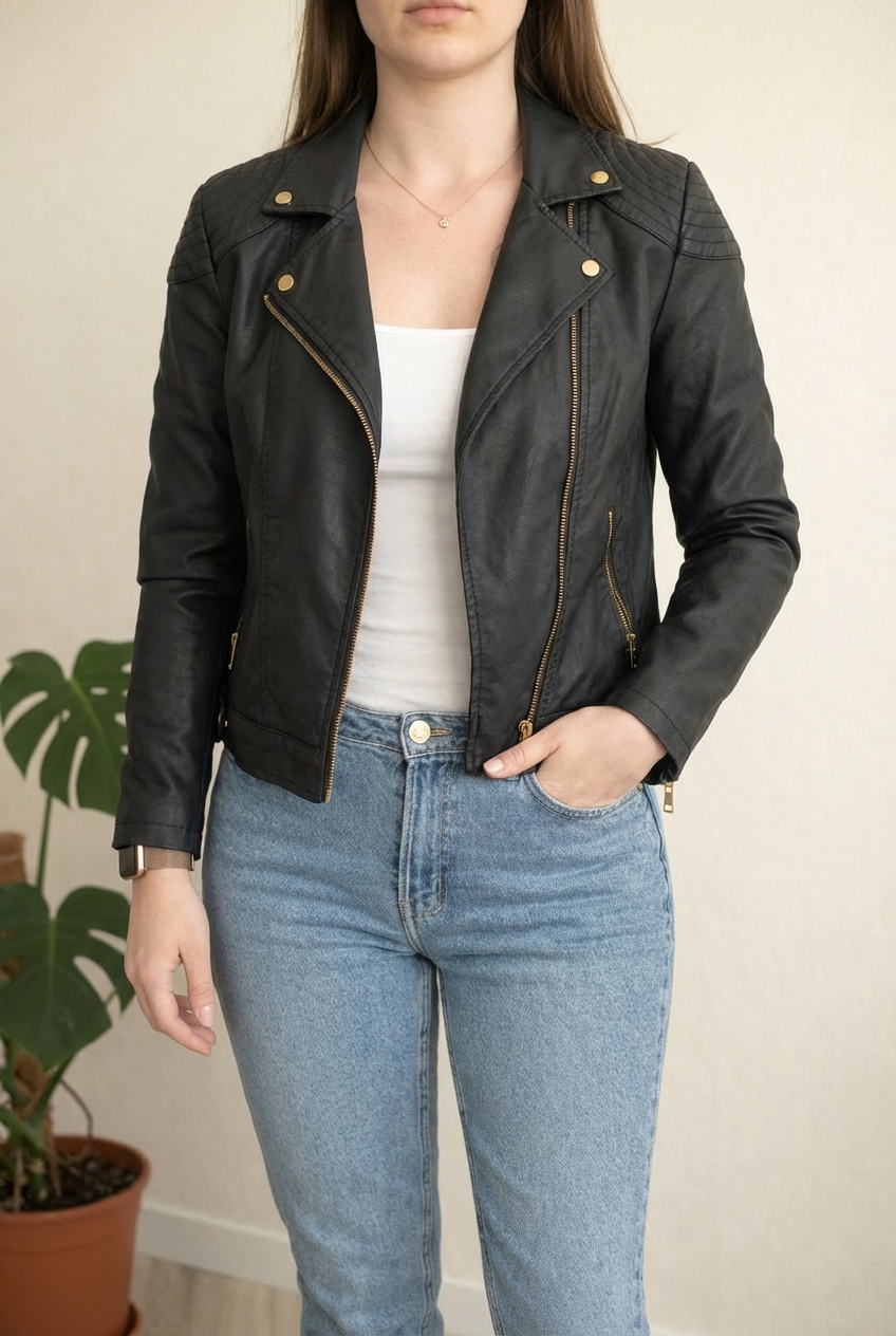 Veste biker H&m - 36 - Noir