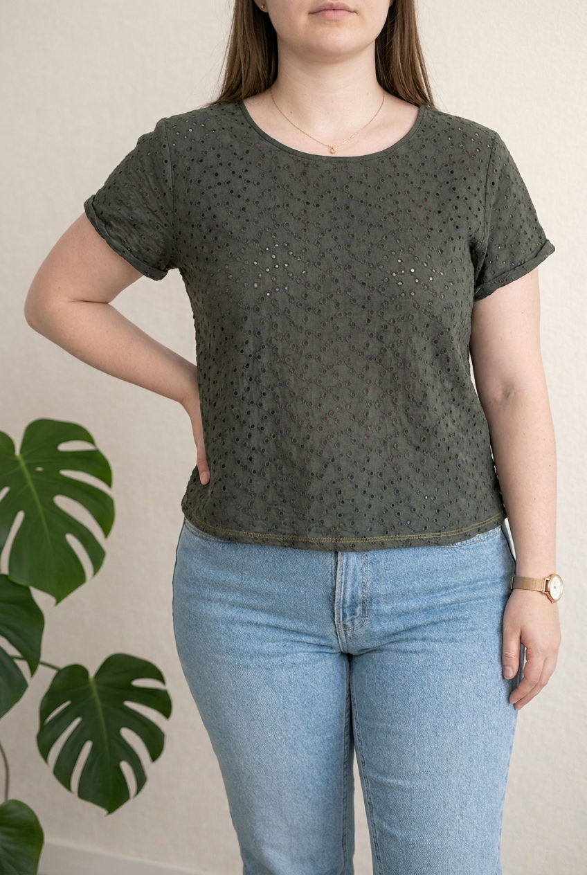 Top broderie anglaise R essentiel - 42 - vert