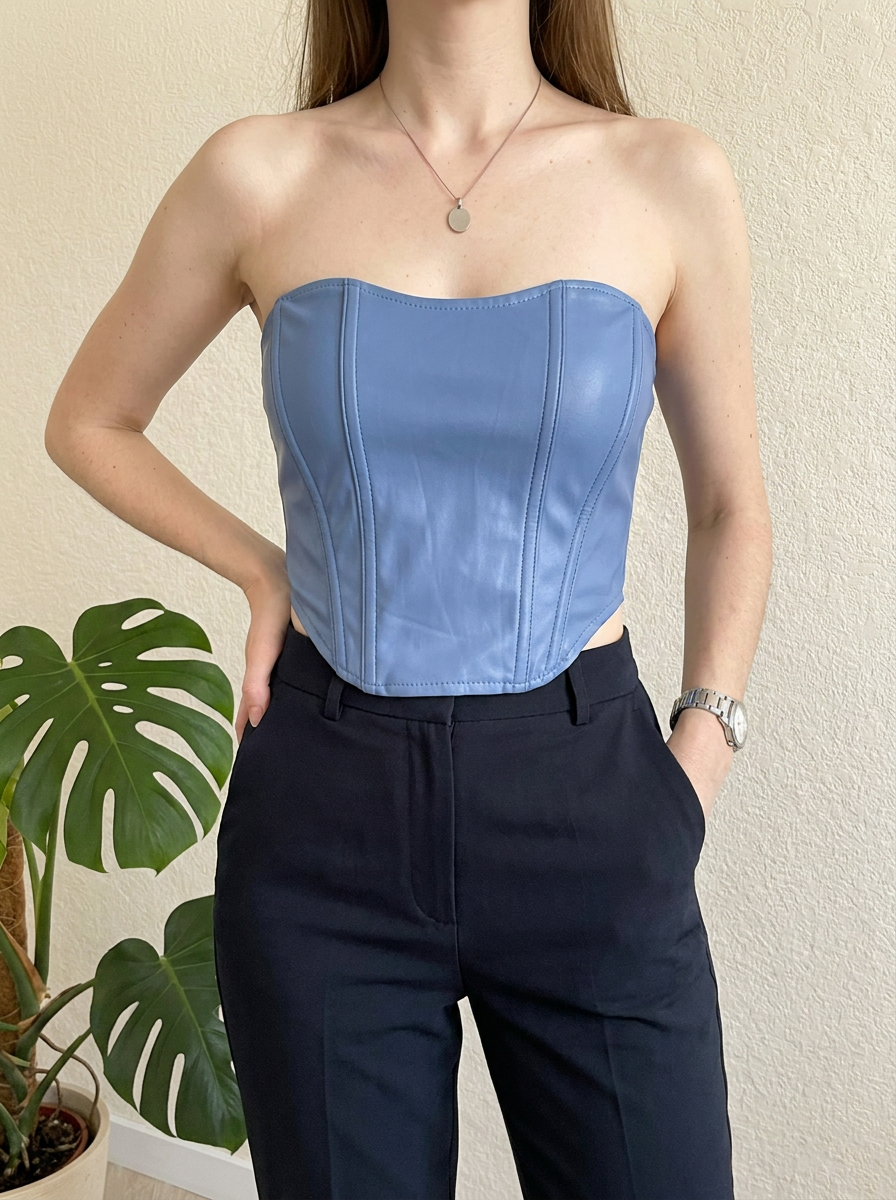 Top bustier Bershka - Xs - Bleu -