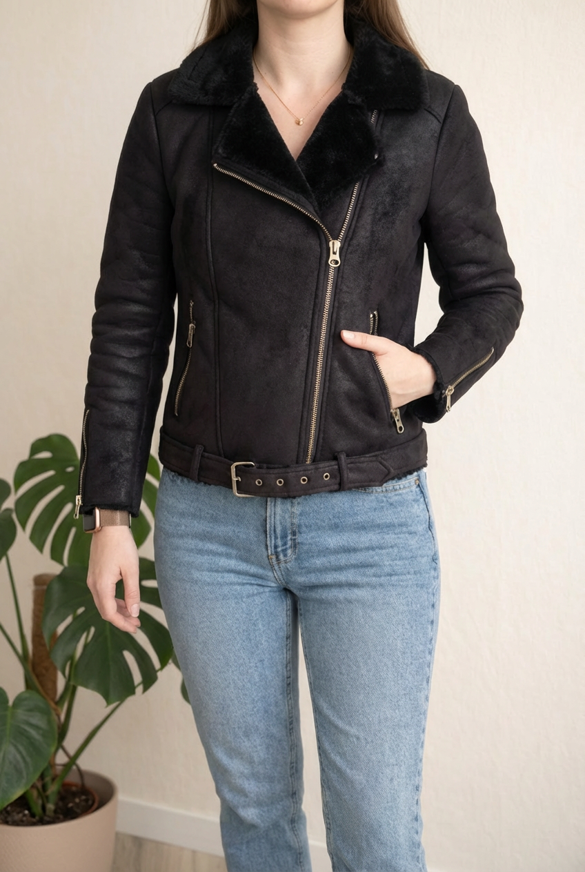 Veste biker Pimkie - S - Noir -