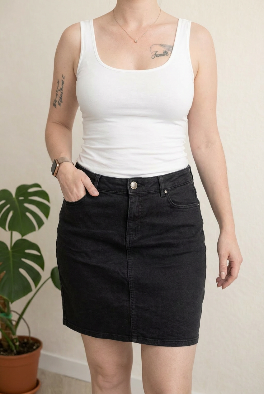 Jupe en jean edc - 40 - noir -