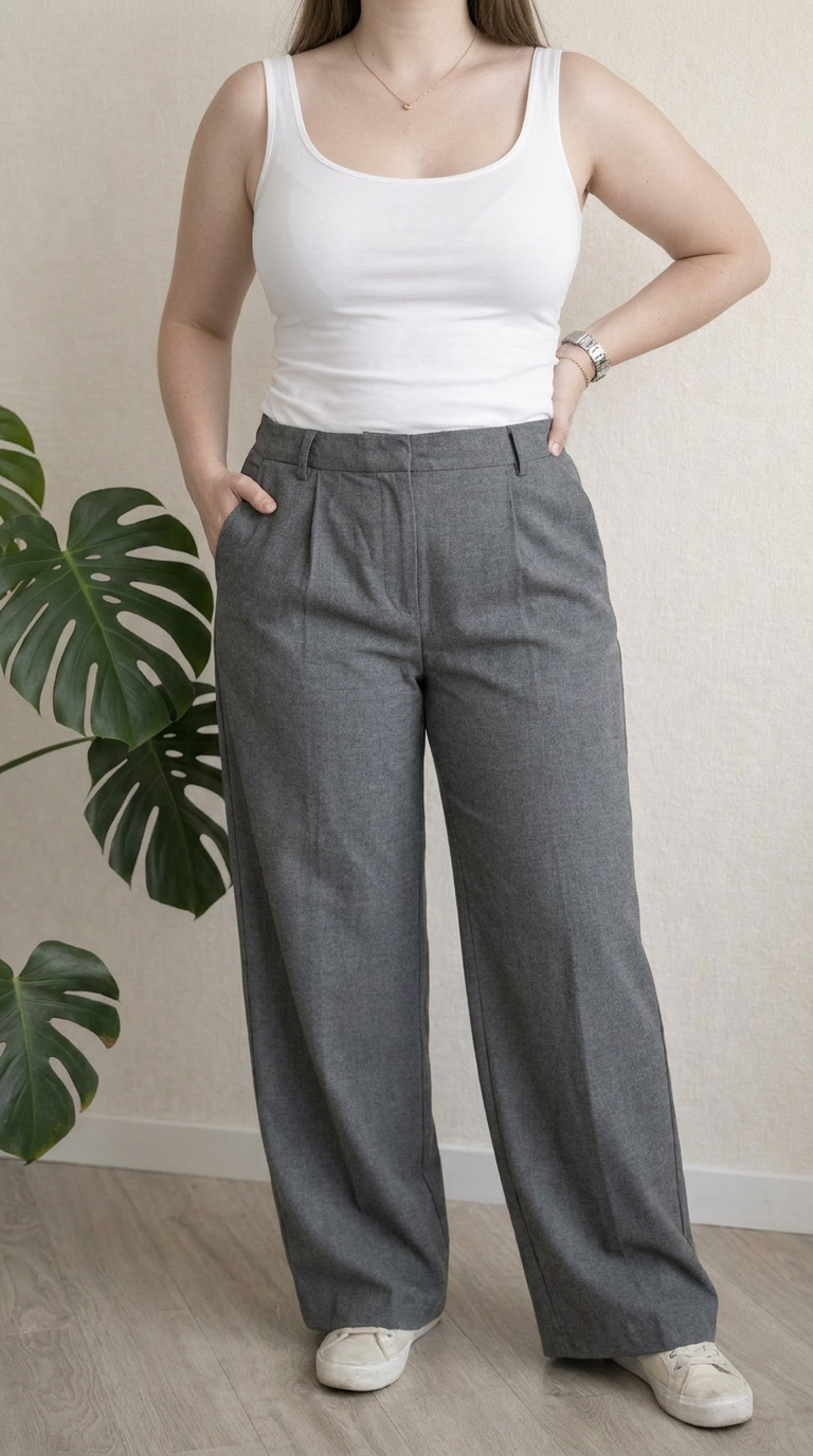 Pantalon large Bershka - 44 - gris