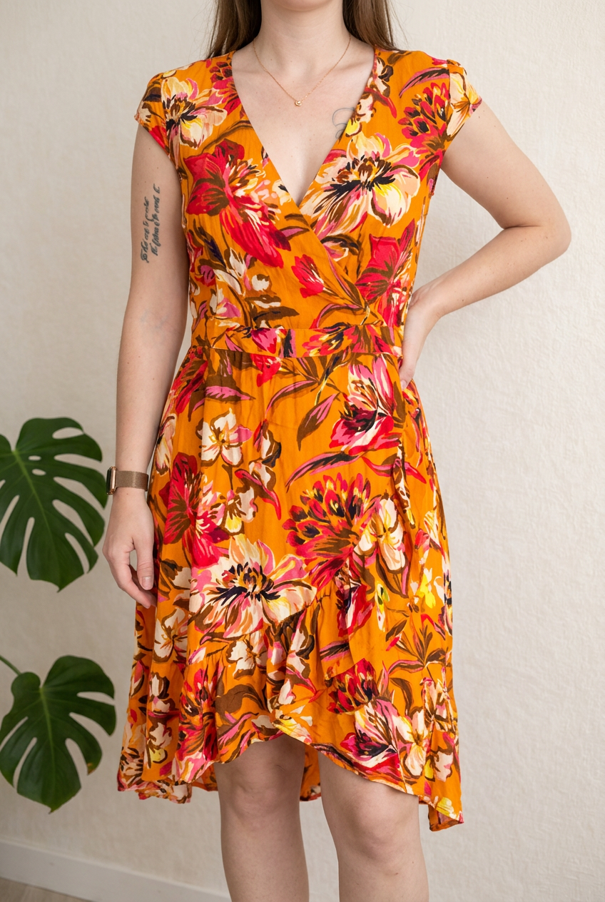 Robe Midi Sans Marque - 38 - Orange -