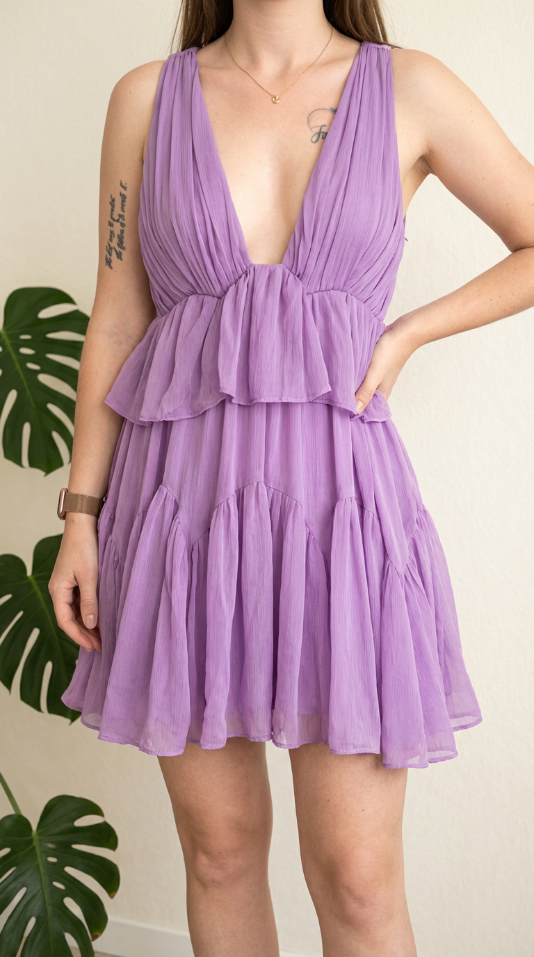 Robe mini à volants Asos Design - 34 - Violet -