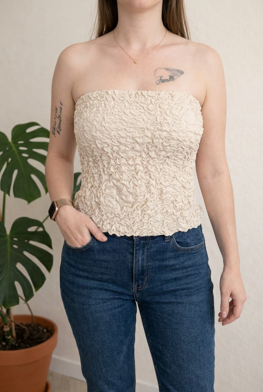 Tube top Bershka - L - Crème