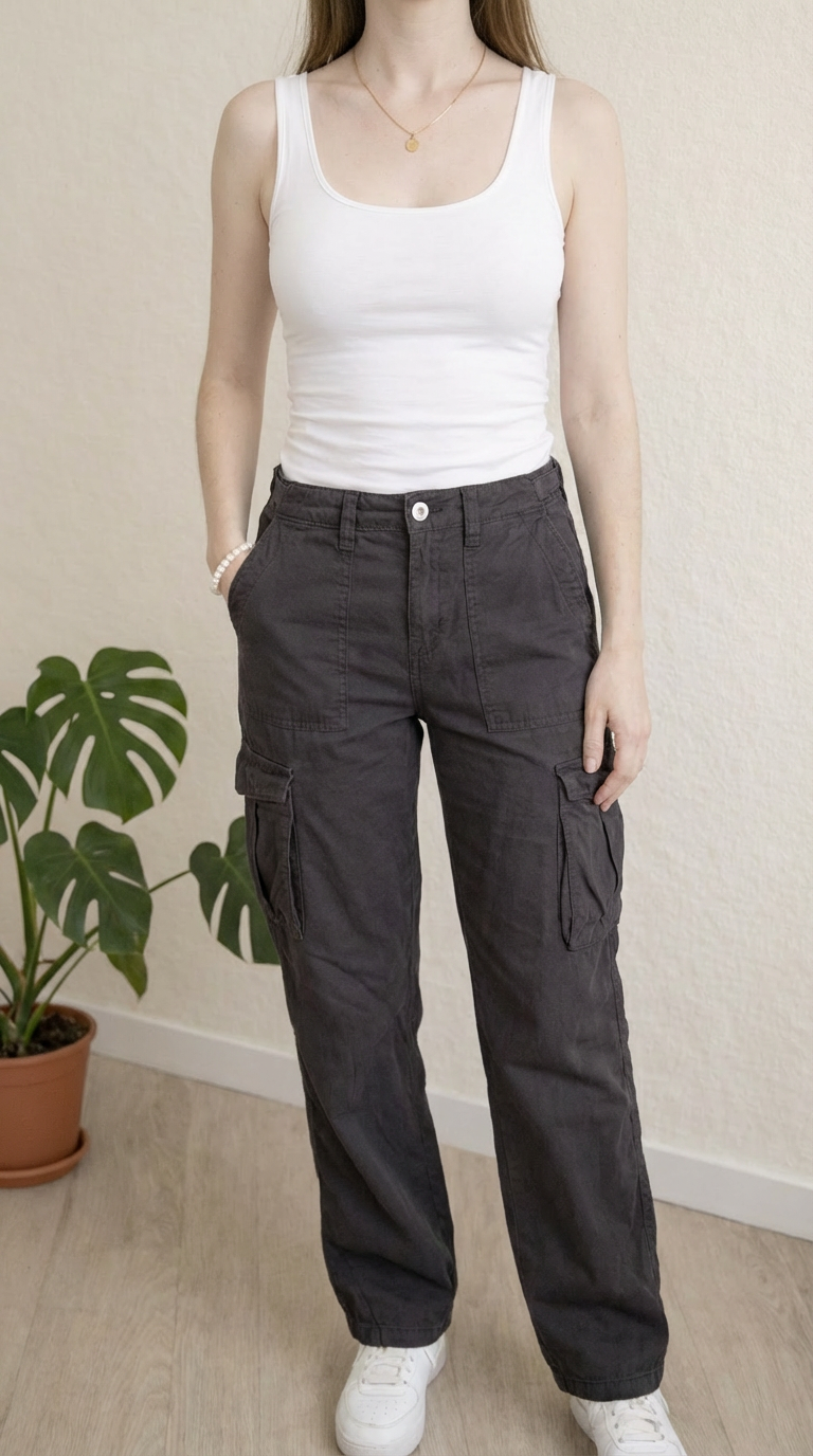 Pantalon cargo Bershka - 32 - Noir