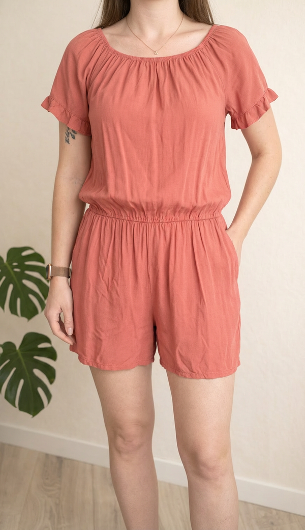 Combishort Stella Bianca - M - Orange/rouge - En Viscose