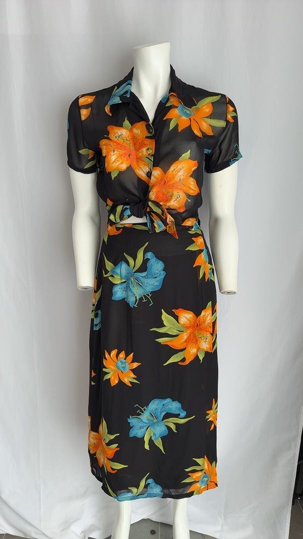 Ensemble jupe et haut S&q Modelli - Taille unique - Noir - Imprimé floral