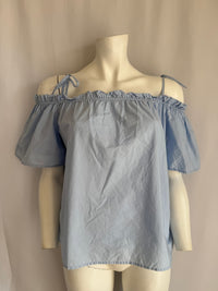 Blouse H&m - 40 - Bleu - Épaules dénudées en coton