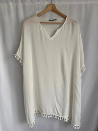 Robe de plage Kiabi - M - Blanc - pompons viscose