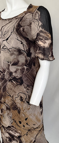 Robe Casual Sans Marque - L - Noir - Motif Fleuri
