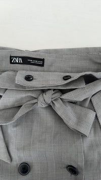 Jupe courte Zara - Xs - Gris - à carreaux