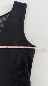 Robe de soirée courte dentelle - M - Noir