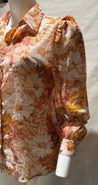 Chemise Lovie & Co - M - Orange - Fleurie