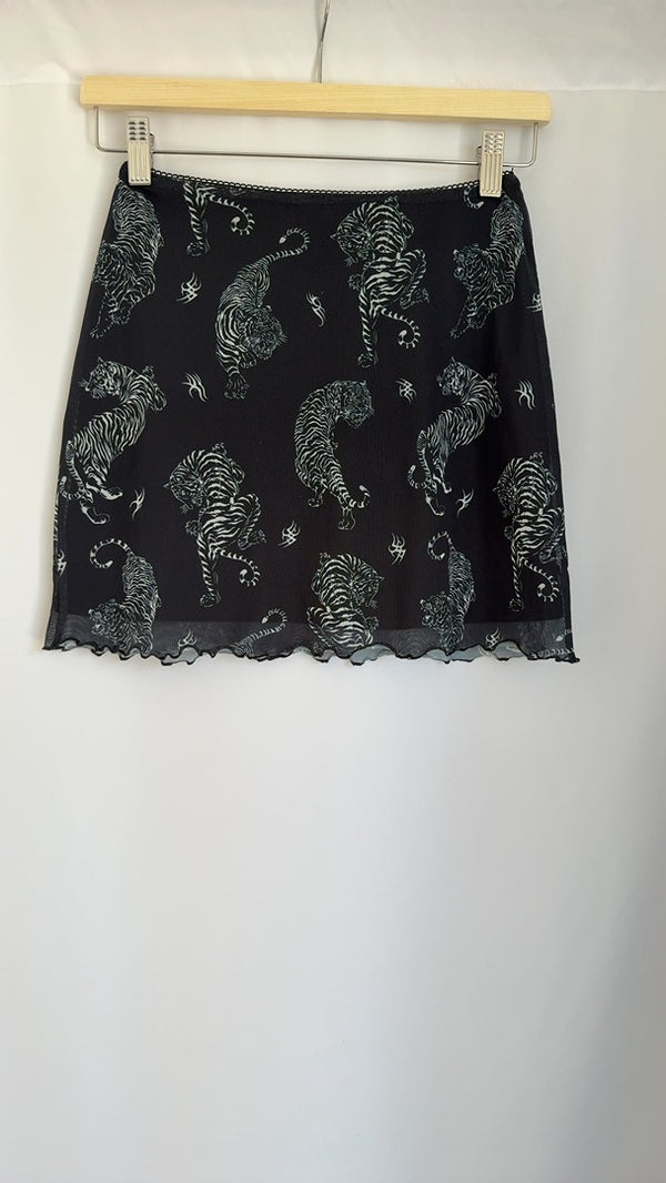 Jupe mini H&m Divided - Xs - Noir - motif tigres