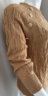 Pull D'hiver Shein - M - Beige Et Marron - Boutons Dores