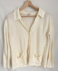 Gilet vintage en maille - Xl - Crème -