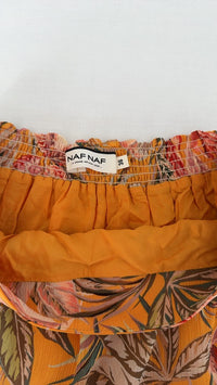 Jupe courte Naf Naf - 36 - Orange - motif tropical