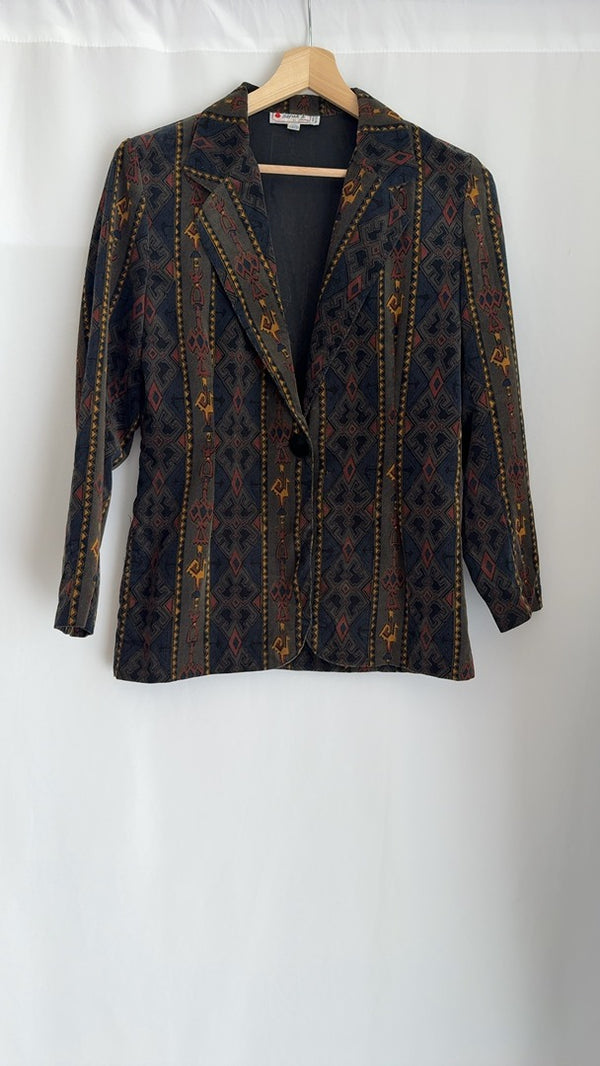 Blazer vintage sarah b. - Fr 40 - marron - motif géométrique