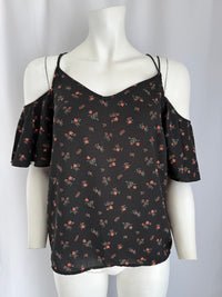 Blouse Jennyfer - S - Noir - Fleurs épaules dénudées
