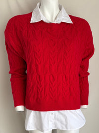 Pull chemise en maille Primark - M - Rouge -
