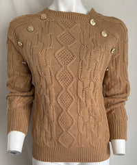 Pull D'hiver Shein - M - Beige Et Marron - Boutons Dores