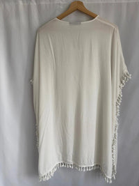Robe de plage Kiabi - M - Blanc - pompons viscose