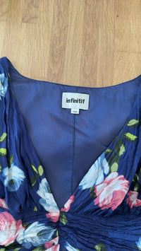 Robe midi Infinitif en soie - Fr 44 - Bleu - Fleurs