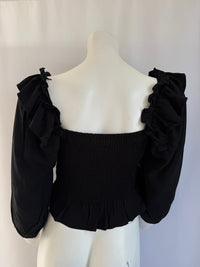 Blouse smockée Zara - L - Noir -