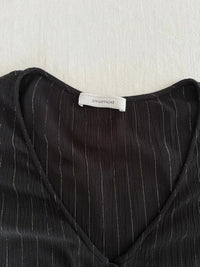 Blouse Promod - M - Noir à rayures dorées