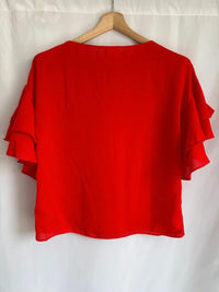 Blouse H&m - 36 - rouge - manches à volants