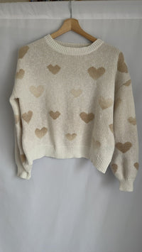 Pull motifs cœurs Shein - L - Crème -