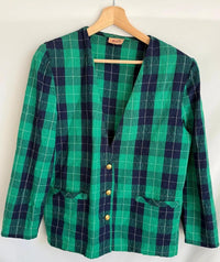 Veste Tan Jay - 42 - Vert - Vintage Plaid Boutons Dorés