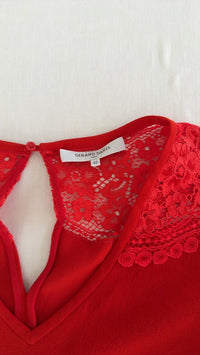 Robe Gerard Darel - 40 - Rouge - dentelle