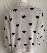 Pull Sans Marque - M - Crème - Motifs Coeurs