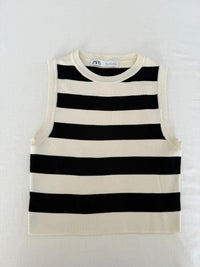Débardeur en maille Zara - M - Blanc/noir