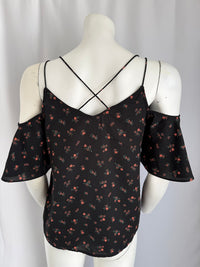 Blouse Jennyfer - S - Noir - Fleurs épaules dénudées
