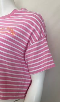 T-shirt Stradivarius - L - Fuchsia Et Blanc -