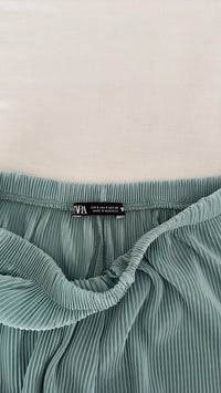 Pantalon large plissé Zara - S - Vert