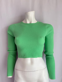 Crop top Pimkie - Xs - Vert - maille côtelée