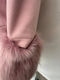 Manteau Long Justfabulous - M - Rose - Poignets Fourrure