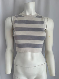 Crop top maille rayé Zara - M - Gris