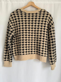 Pull col V Cache Cache - M - Beige et Noir