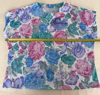 Top vintage - M - Fuchsia Et Bleu - À Fleurs