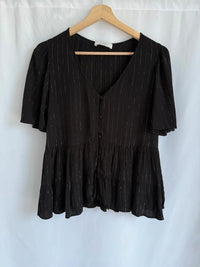 Blouse Promod - M - Noir à rayures dorées