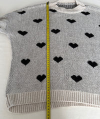 Pull Sans Marque - M - Crème - Motifs Coeurs