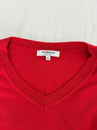 Pull col V Morgan - Xs - rouge - dos lacé